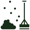 Broom and dust pile icon